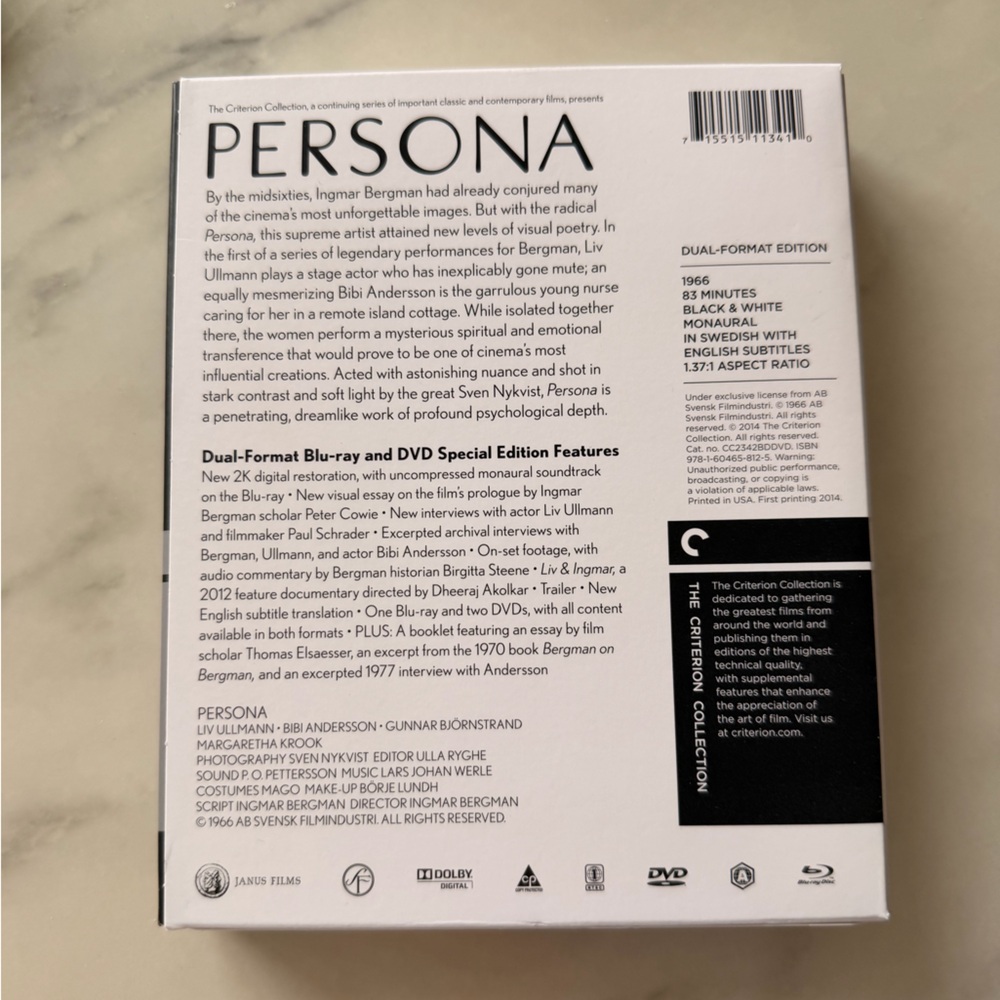Persona Criterion Collection BluRay DVD - Picture 2 of 4